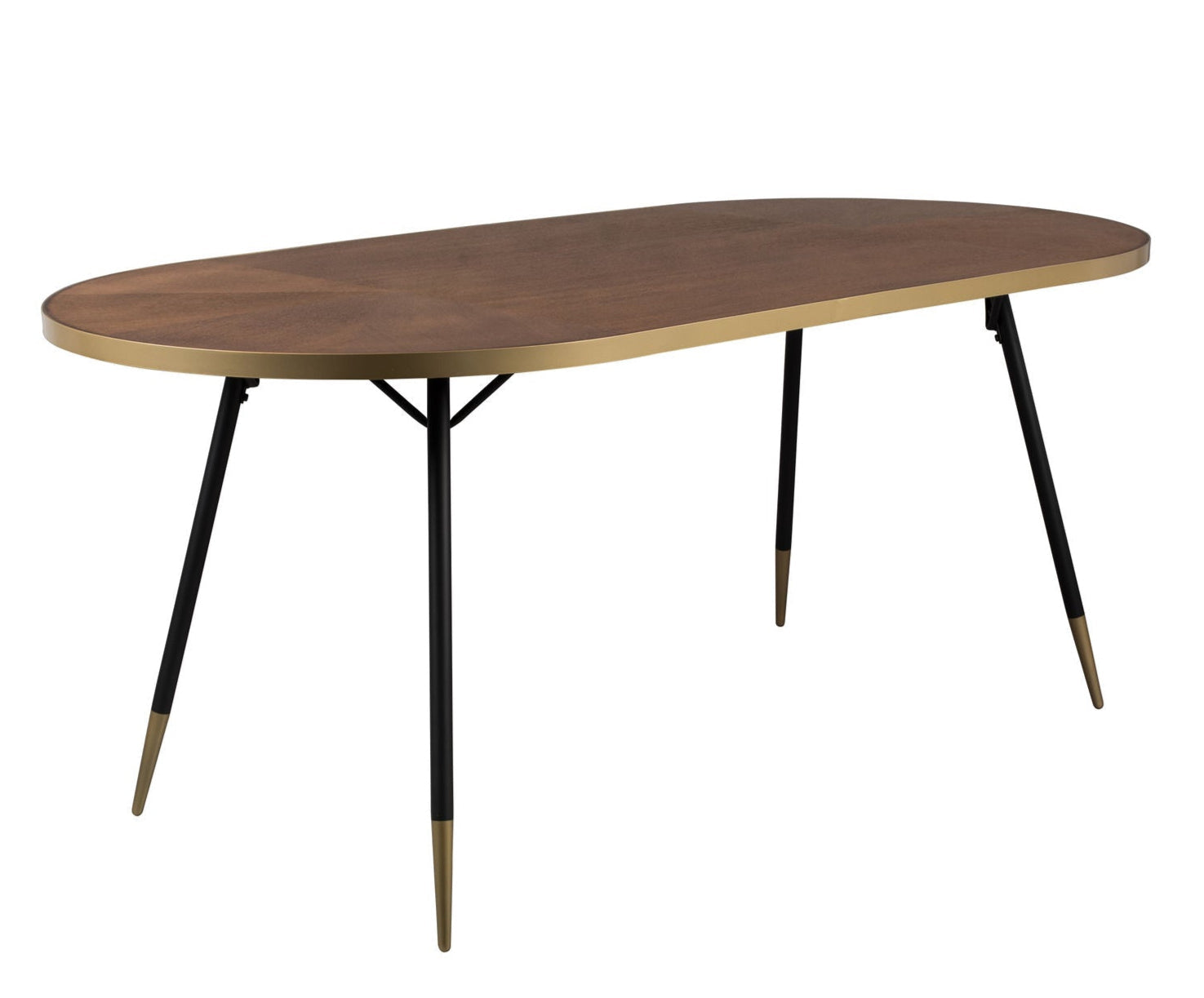 Denise Brown Wood & Gold Oval Dining Table 180cm